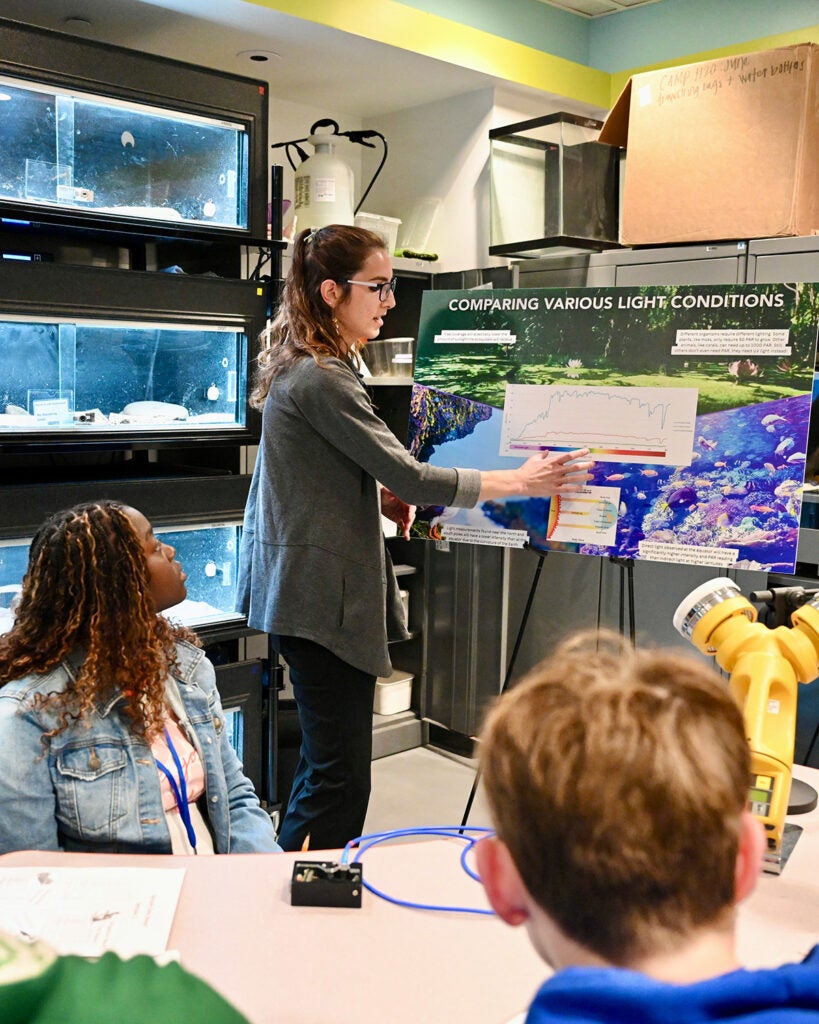 Staff member teaching in classroom
